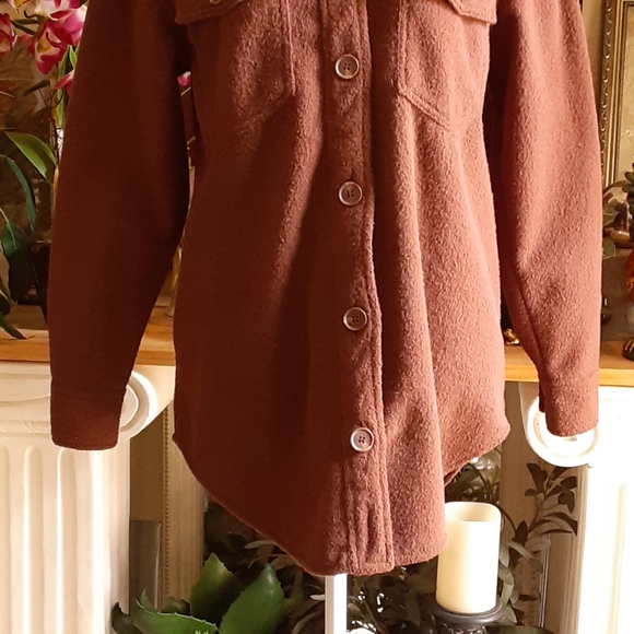 Joie Polyester Fleece Button Front Pocketed Shirt Size Small Cocoa - Picture 7 of 10